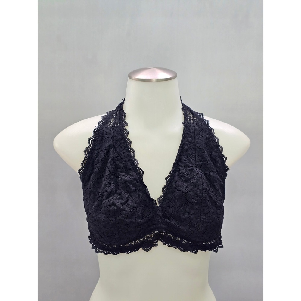Auden Black Romantic Boudoir Bridal Cottage Lingerie Feminine Lace Bralette XL